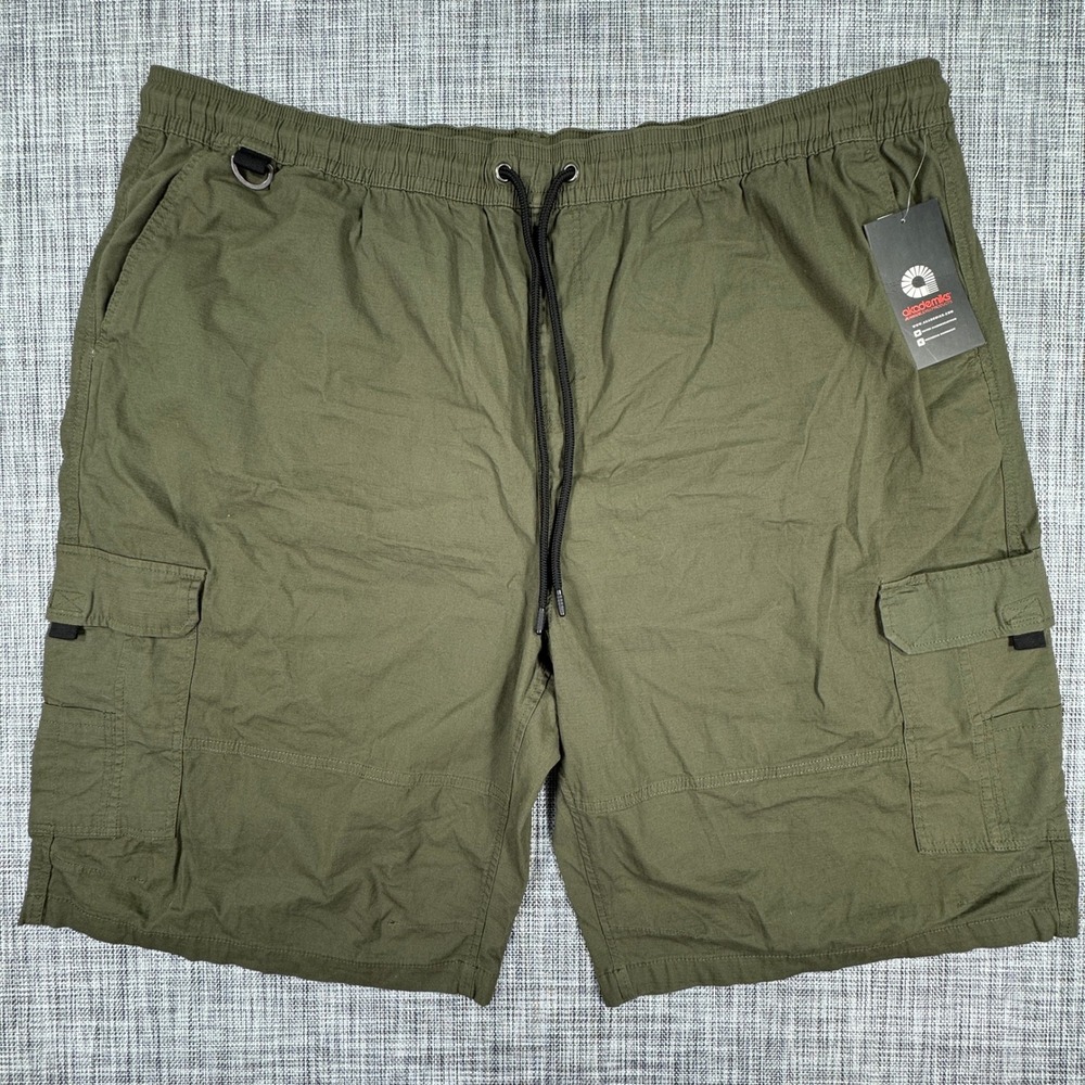 Akademiks Mens Cargo Shorts Elastic Drawstring Waist Olive Green 5XL Utility NWT